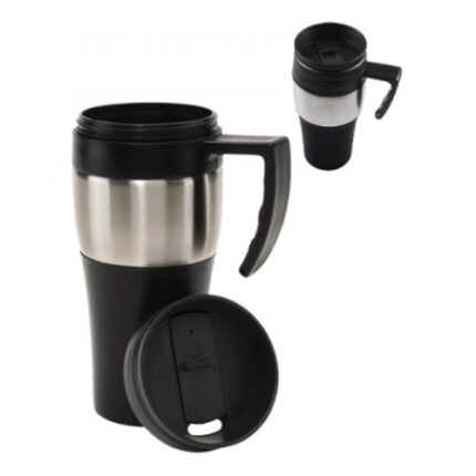 Jarro mug con  interior de plástico, exterior con toques de plástico y metal. Contenido 450 ml