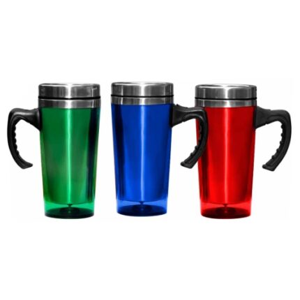 Jarro mug con interior metálico y exterior traslúcido de color. Capacidad 450 ml