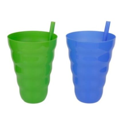 Vaso de color con cañita de 300 ml