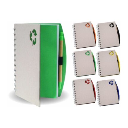 Libreta ecológica con 70 hojas rayadas mas lapicero ecológico. Medida 18 x 15 cm