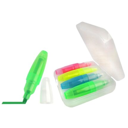 Resaltador de 4 unidades mas estuche transparente