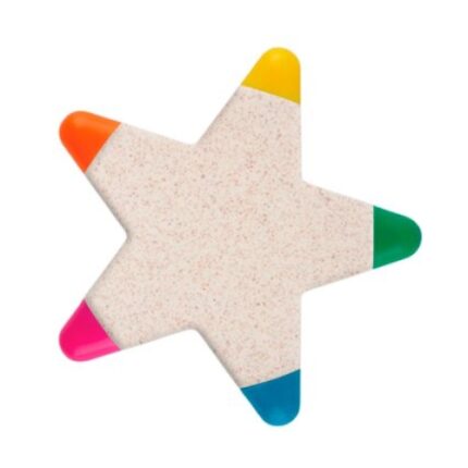 Resaltador estrella de 5 colores a base de fibra de trigo