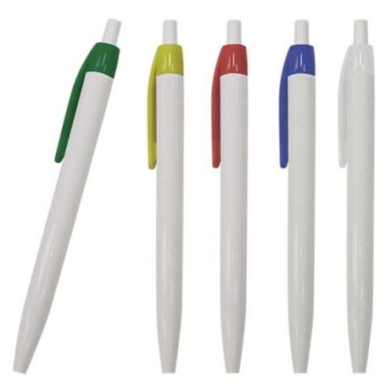 Lapicero plástico con sistema retractil con clip de color