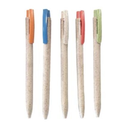Lapicero retráctil de fibra de trigo clip de color