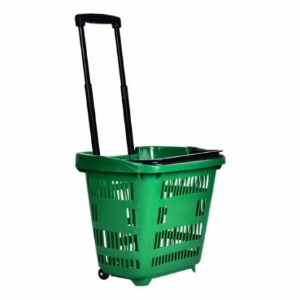 Canasta de plástico con ruedas de 25 LTS – Color Verde