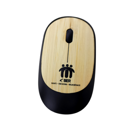 Mouse Inalámbrico de Plástico y Bambú