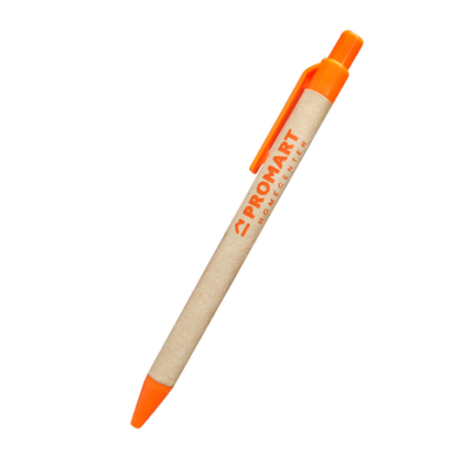 Lapicero ecológico retráctil con clip y punta de color